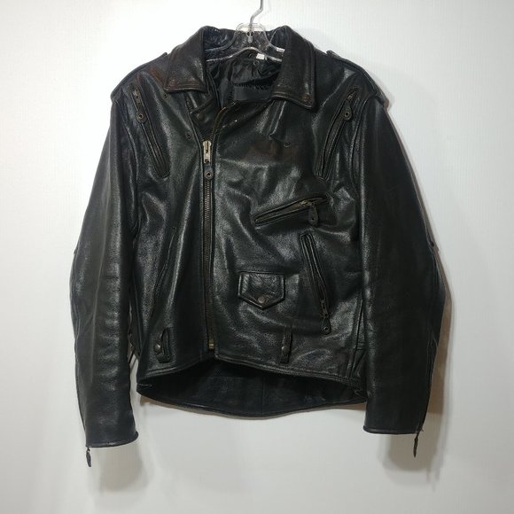 Road Gear Men's Thinsulate Leather Motorcycle Jacket - Size 44 - Pre-Owned - NQR - Picture 1 of 8